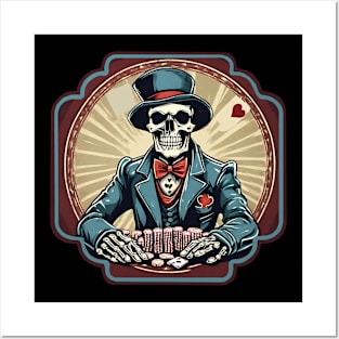 Skeleton poker player Posters and Art